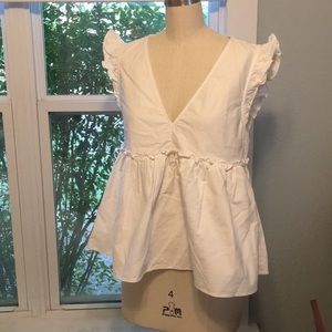 Zara white ruffled peplum top